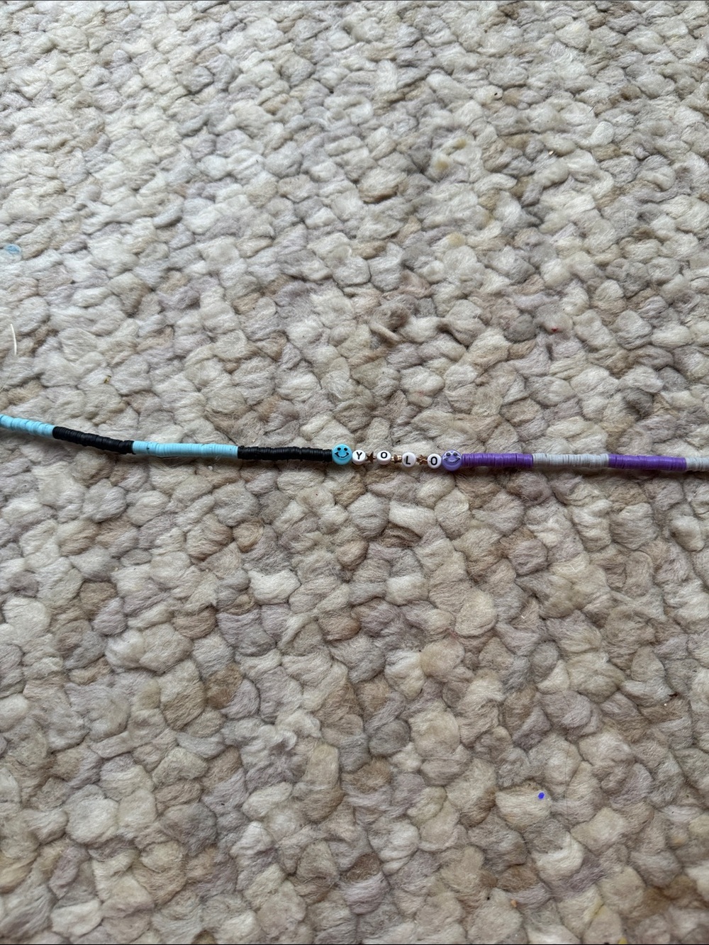 Handmade Beaded 'YOLO' Bracelet - Blue, Black, Purple